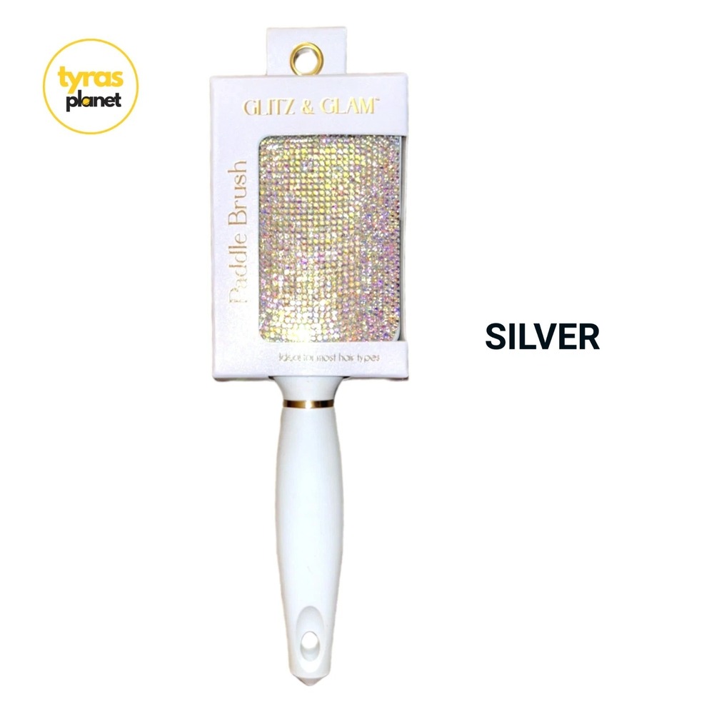 Glitz & Glam Silver Bedazzled Paddle Brush NIB